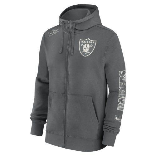 Nike Cotton Full-Zip Fleece Hoodie - NFL Las Vegas Raiders Iron Grey/Iron Grey