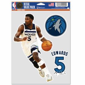   WinCraft - NBA Multi Use 3 Fan Pack Decal Anthony Edwards Minnesota Timberwolves MC