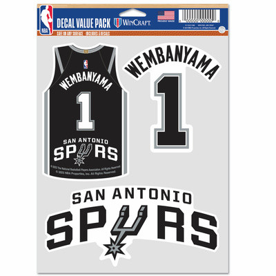 WinCraft - NBA Multi Use 3 Fan Pack Decal Victor Wembanyama San Antonio Spurs MC ONE