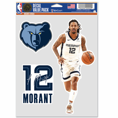 WinCraft - NBA Multi Use 3 Fan Pack Decal Ja Morant Memphis Grizzlies MC ONE