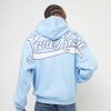 KARL KANI CHEST SIGNATURE OS FULL ZIP DINER HOODIE LIGHT BLUE