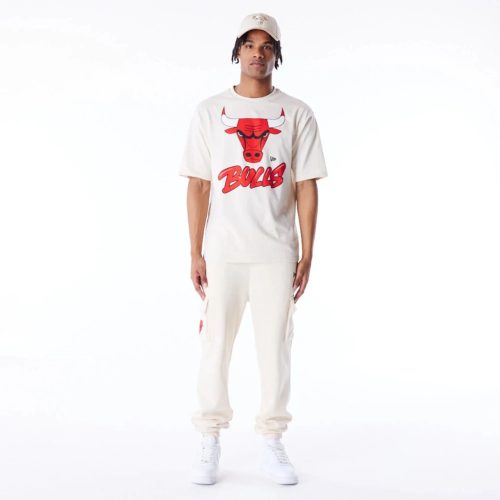 New Era NBA Chicago Bulls Wordmark Stone Oversized T-Shirt Beige S