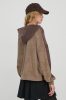 KARL KANI SWEATSHIRT SMALL SIGNATURE BLOCK OS TOWELING HOODIE BROWN/TAUPE XS
