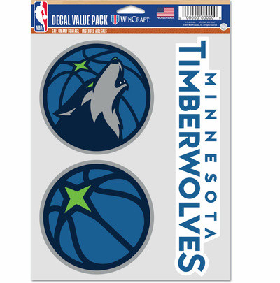 WinCraft - NBA Multi Use 3 Fan Pack Decal Minnesota Timber MC ONE