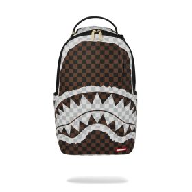 Sprayground Cream And Brown Tear Check Backpack Brown