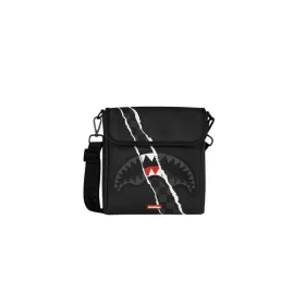   Sprayground Center Rip Revealing Gray Check Messenger Sling Black