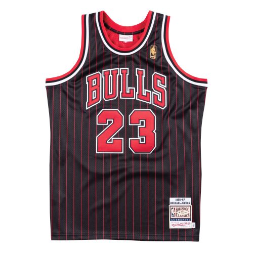 MITCHELL & NESS NBA CHICAGO BULLS 1996 MICHAEL JORDAN #23 AUTHENTIC JERSEY BLACK PINSTRIPE 96