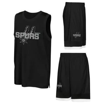 NBA San Antonio Spurs Tank & Short Poly Interlock TA Set Black 6-7YR