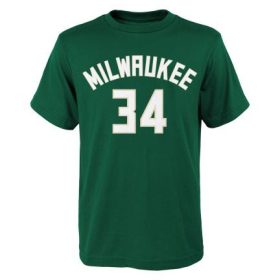   Nike NBA Milwaukee Bucks Antetokounmpo Giannis Name And Number SS Tee Green