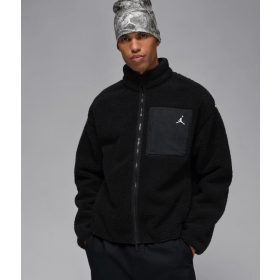   Jordan Flight Men's High-Pile Shearling Jacket Black/White