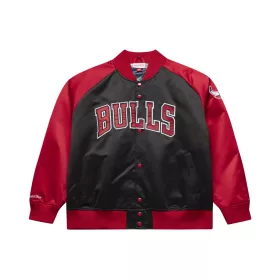   Mitchell & Ness NBA Chicago Bulls Dennis Rodman Player Lightweight Satin Jacket BLACK-SCARLET