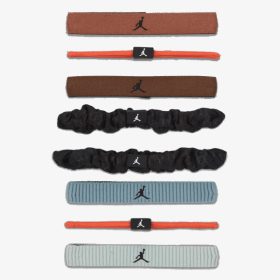   Jordan Elastic Sport Mixed Width Hair Ties 8 Pk Red Bark/Team Orange/Black