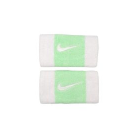   Nike Swoosh Doublewide Wristbands 2 Pk White/Vapor Green/White