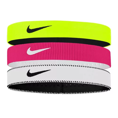 Nike Flex Classic Wide Headbands 3Pk Volt/Vivid Pink/Black ONE