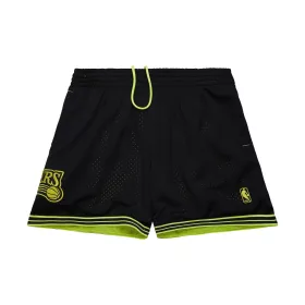   MITCHELL & NESS NBA FASHION NEON MESH SHORTS VINTAGE LOGO Philadelphia 76ers Black