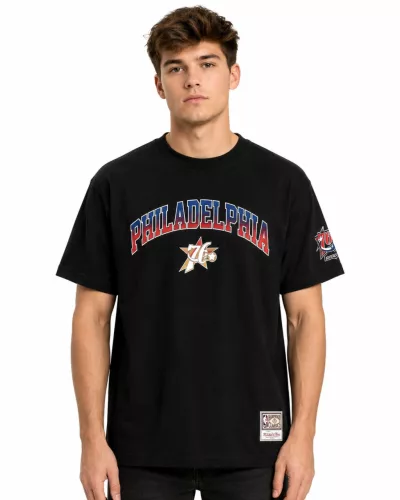 Mitchell & Ness NBA Philadelphia 76Ers Quiet Blaze Arch Tee Black